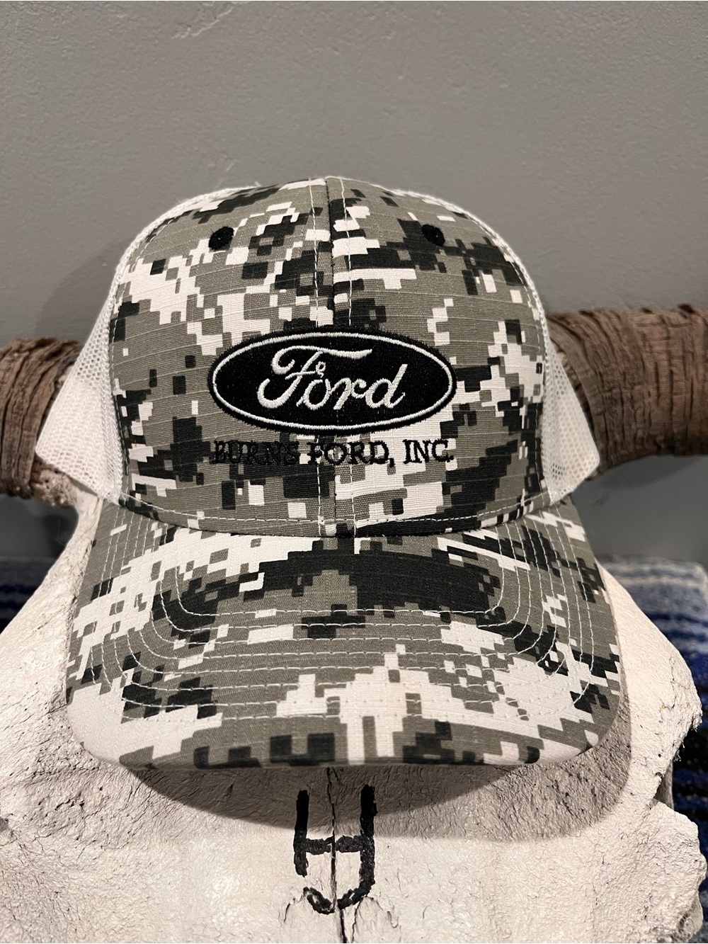 Ford Digital Camo Mesh Back Hat - Gray/White/Black